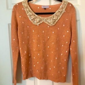 Modcloth sweater with gold sequin collar